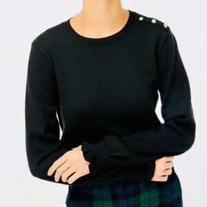 J.Crew Ruffle Rhinestone Sweater Black XS